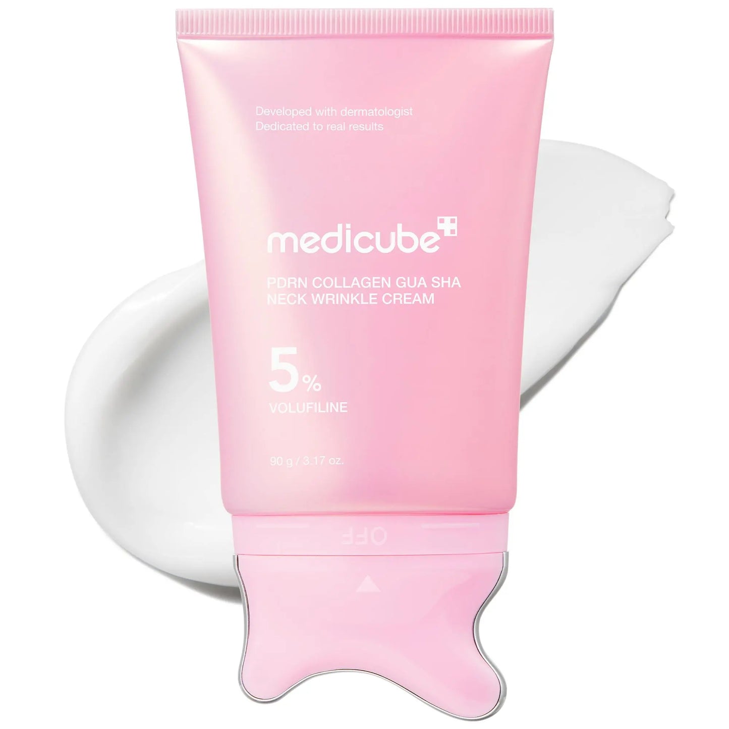 [NEW] [Medicube] PDRN Collagen Gua Sha Neck Wrinkle Cream | Built-In Gua Sha Massager with Volufiline 5% + PDRN | Firming, Contour Care for the Look of Fine Lines, Jawline, Neck, Décolleté,Underarms, Chest, Legs, Shoulder | Massage Cream | Korean Skincare