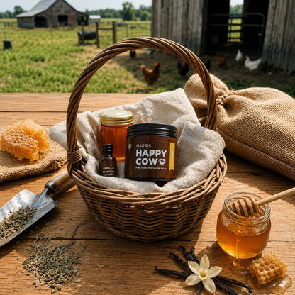 Harris Happy Cow Manuka Honey Grass-Fed Beef Tallow Moisturizer | Deep Hydration for Dry Skin | Made with Manuka Honey Extract | Handcrafted in Idaho | 2Oz
