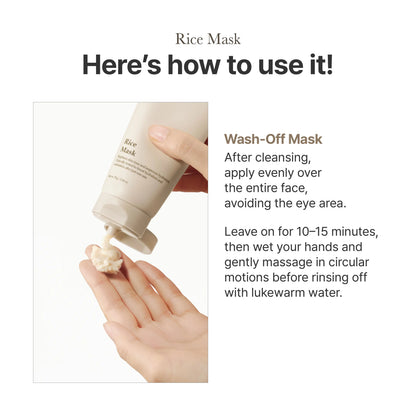 I'M from Rice Mask, Gentle Exfoliating & Hydrating Wash-Off Face Mask with Rice Powder for Glass Skin, Suitable for Sensitive Skin, 2.37 Fl Oz, Exfoliate, Organic, Moisture, Nourishing, Hypoallergenic Face Scrubs & Peels