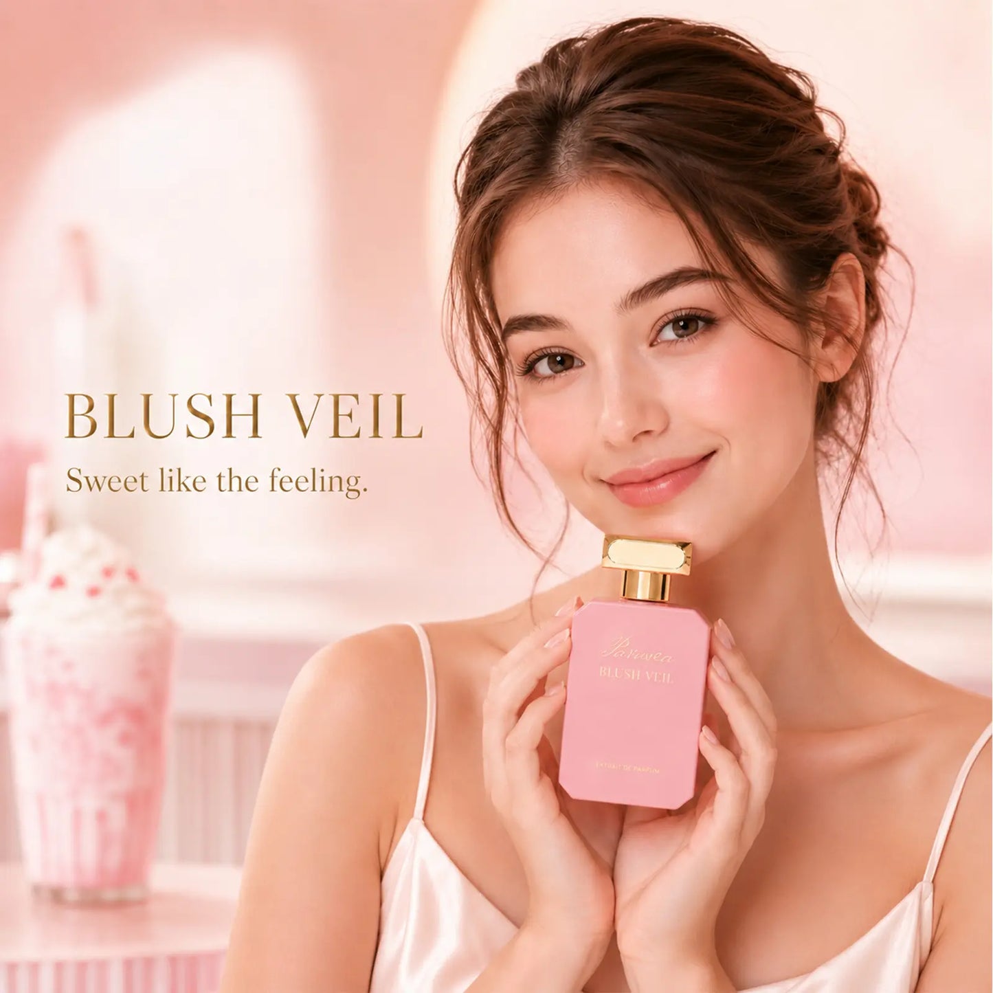 Paruvea Blush Veil Extrait De Parfum | Sweet Creamy Strawberry Milkshake | Blackberry Vanilla Jasmine | Soft Feminine Fruity Floral Perfume 100Ml (3.4 Fl Oz)