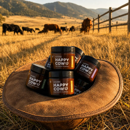 Harris Happy Cow Manuka Honey Grass-Fed Beef Tallow Moisturizer | Deep Hydration for Dry Skin | Made with Manuka Honey Extract | Handcrafted in Idaho | 2Oz